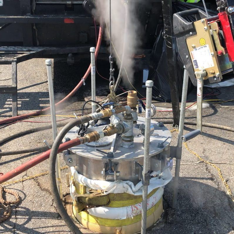 Steam and air curing the liner in place